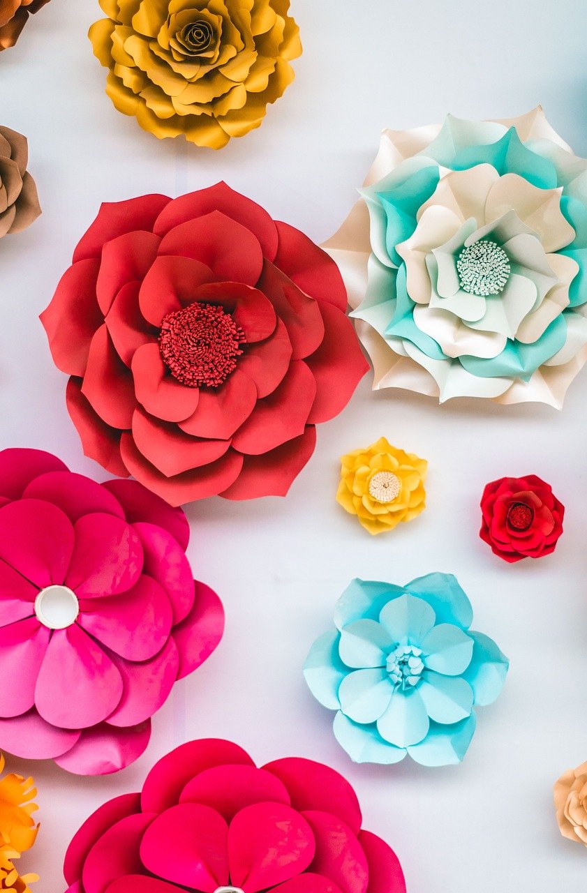flowers, paper, colorful, beautiful flowers, flower wallpaper, decoration, party, creativity, flower background, nature, colors, iphone wallpaper